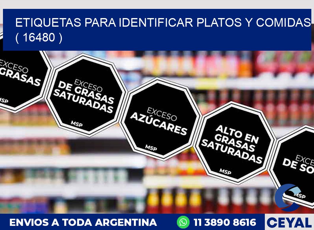 ETIQUETAS PARA IDENTIFICAR PLATOS Y COMIDAS  ( 16480 )