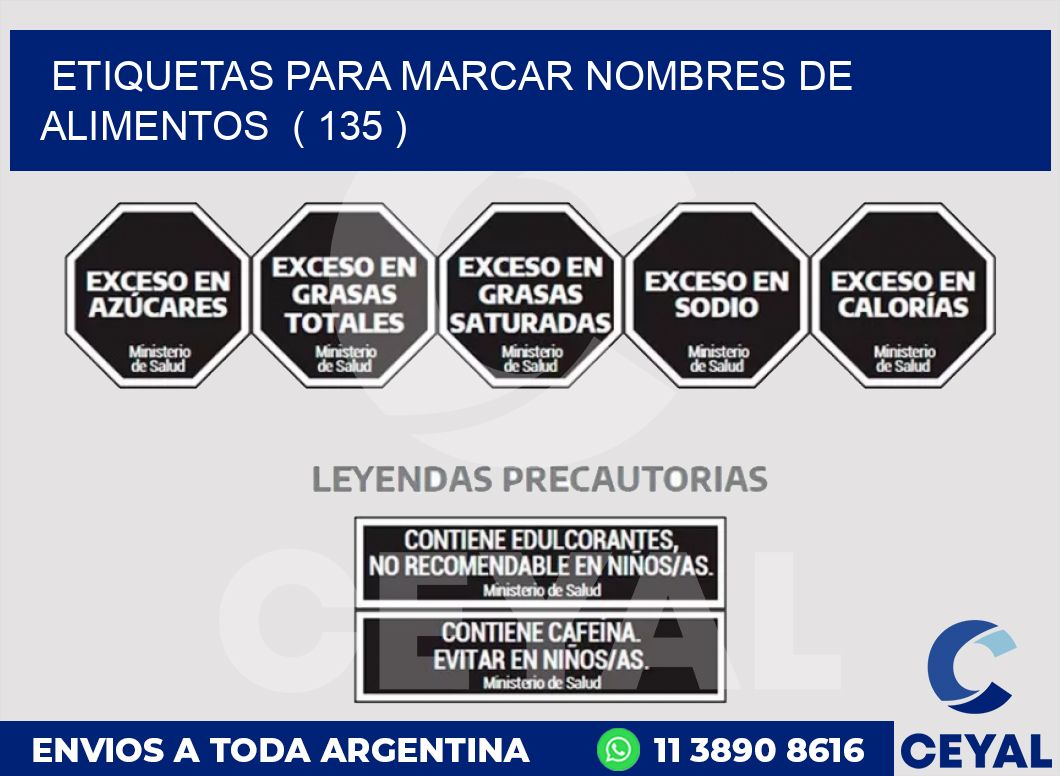 ETIQUETAS PARA MARCAR NOMBRES DE ALIMENTOS  ( 135 )