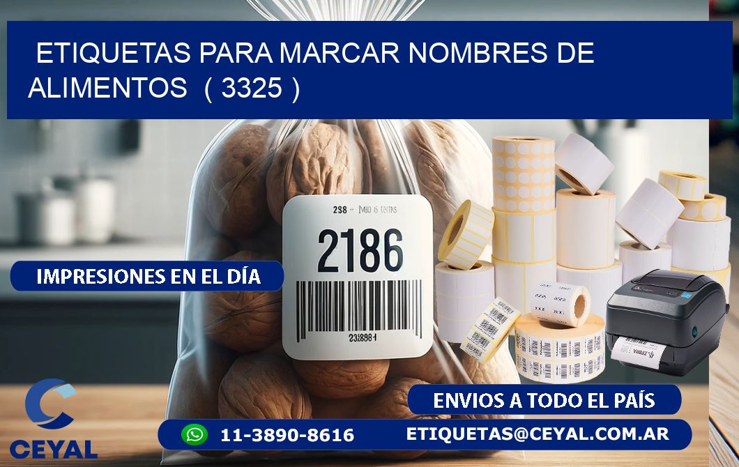ETIQUETAS PARA MARCAR NOMBRES DE ALIMENTOS  ( 3325 )