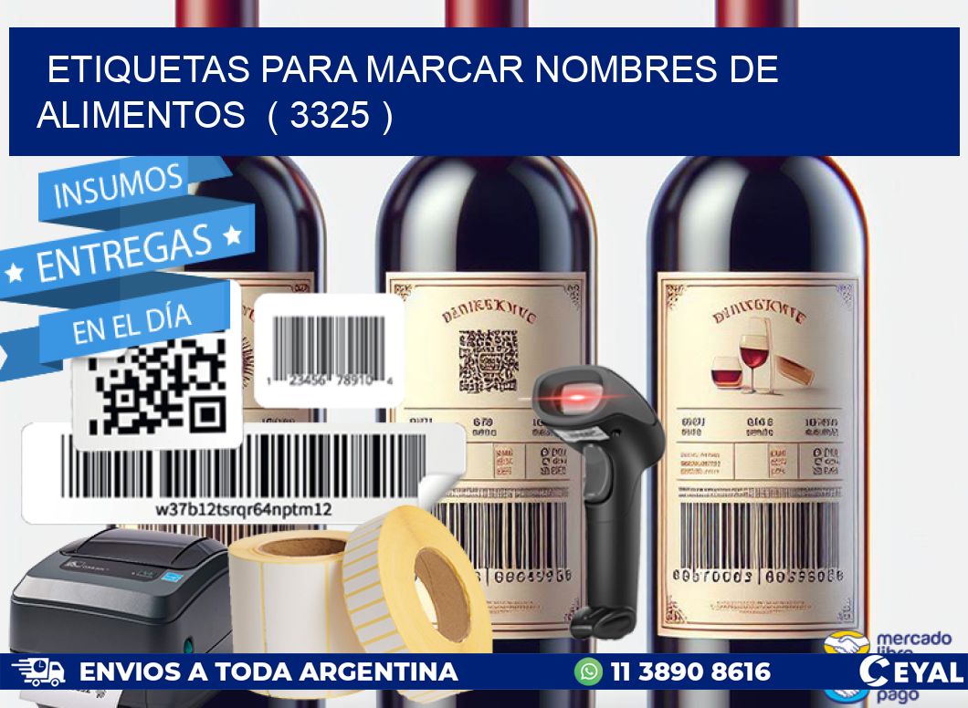 ETIQUETAS PARA MARCAR NOMBRES DE ALIMENTOS  ( 3325 )