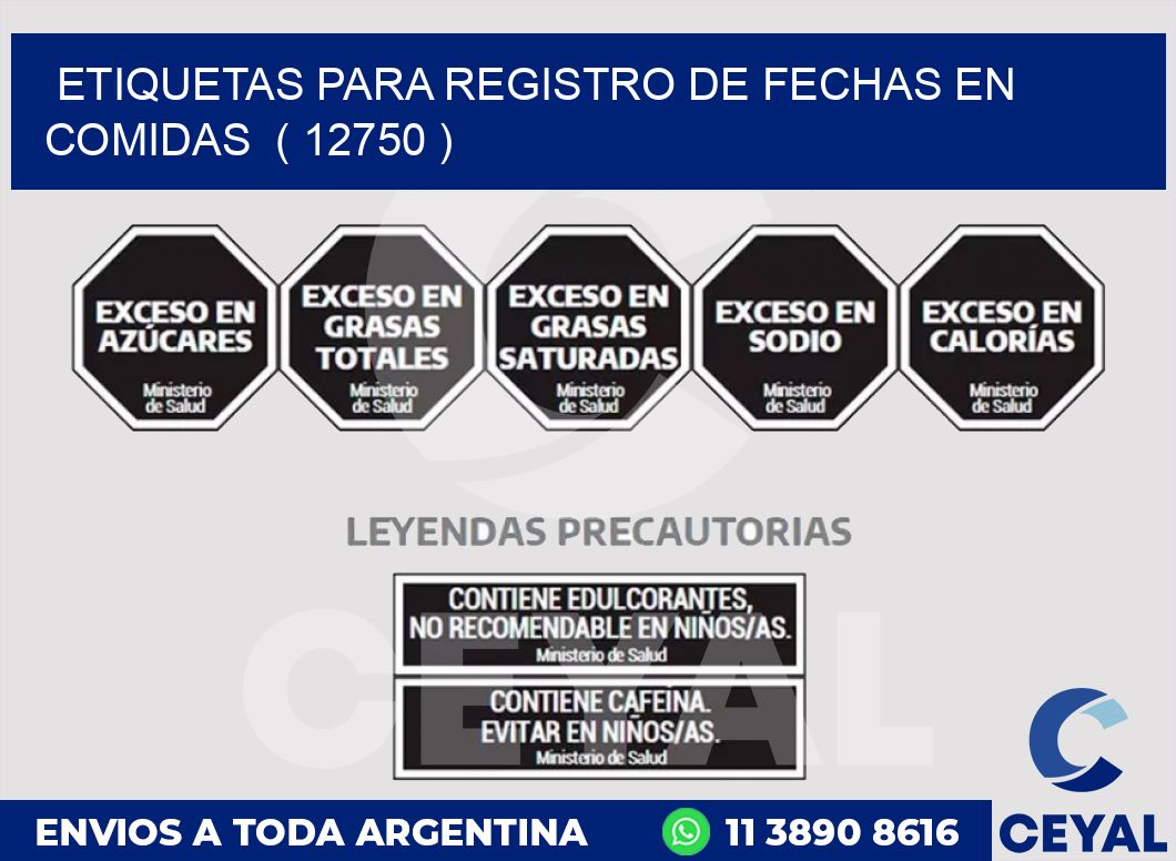 ETIQUETAS PARA REGISTRO DE FECHAS EN COMIDAS  ( 12750 )