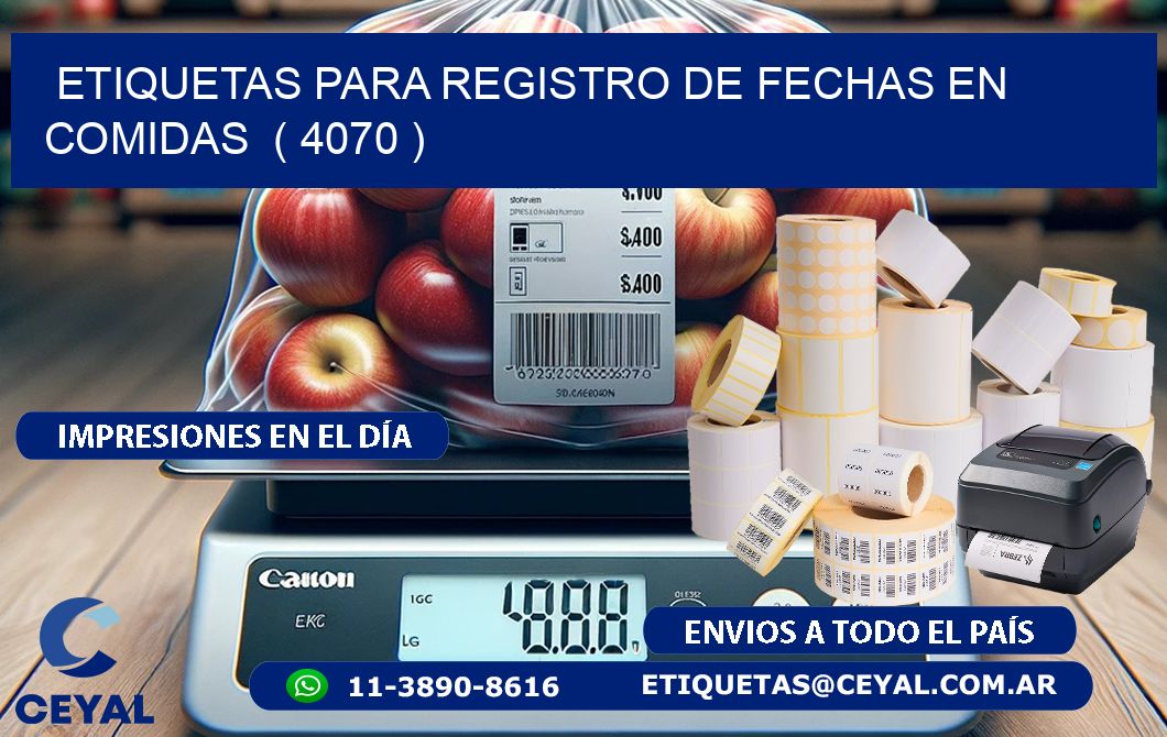 ETIQUETAS PARA REGISTRO DE FECHAS EN COMIDAS  ( 4070 )