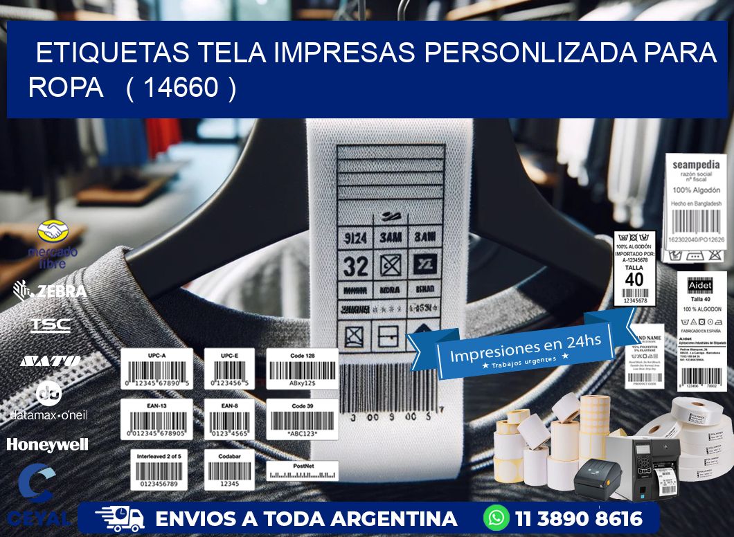 ETIQUETAS TELA IMPRESAS PERSONLIZADA PARA ROPA ( 14660 )