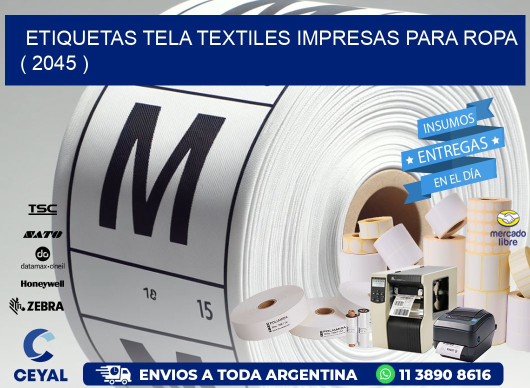 ETIQUETAS TELA TEXTILES IMPRESAS PARA ROPA ( 2045 )