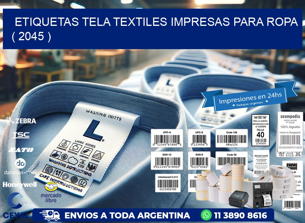 ETIQUETAS TELA TEXTILES IMPRESAS PARA ROPA ( 2045 )
