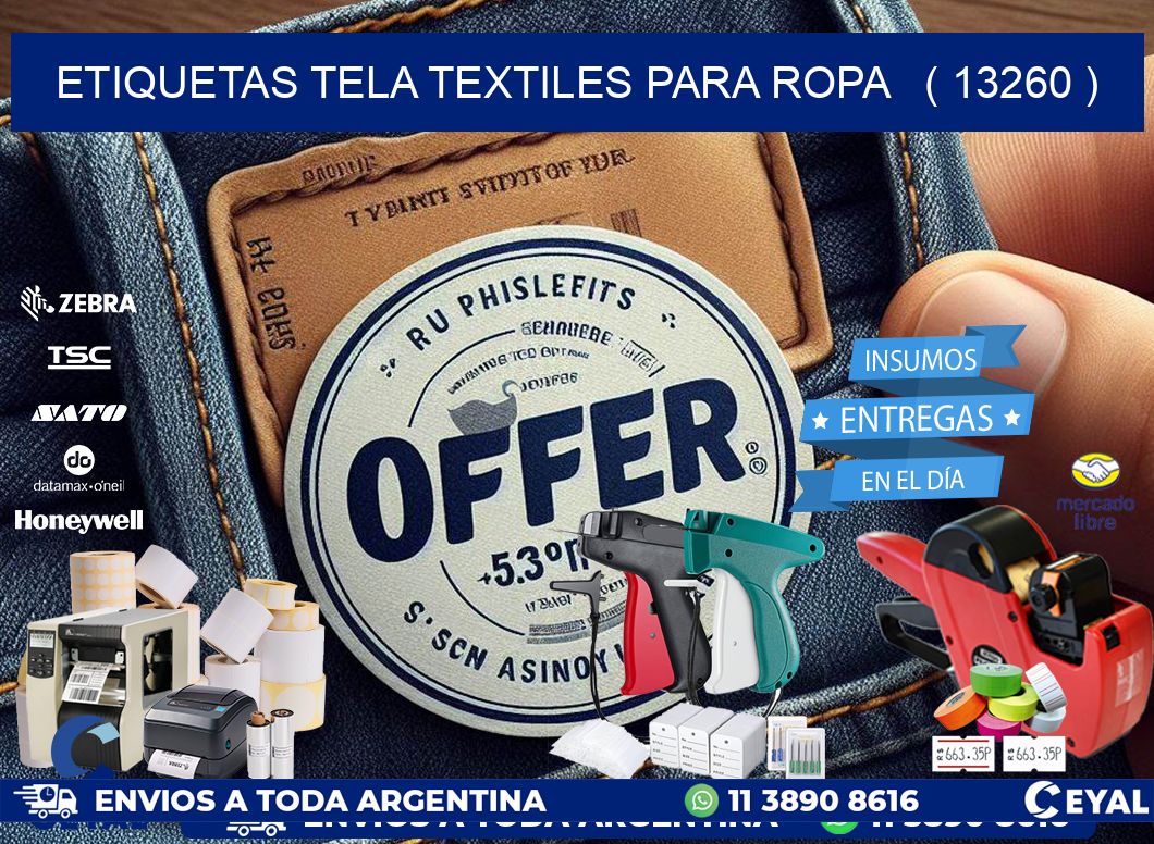 ETIQUETAS TELA TEXTILES PARA ROPA ( 13260 )