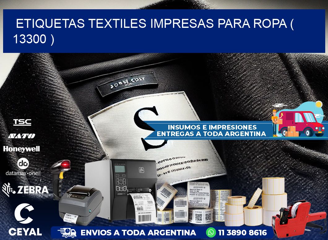 ETIQUETAS TEXTILES IMPRESAS PARA ROPA ( 13300 )
