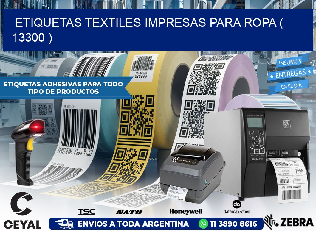 ETIQUETAS TEXTILES IMPRESAS PARA ROPA ( 13300 )