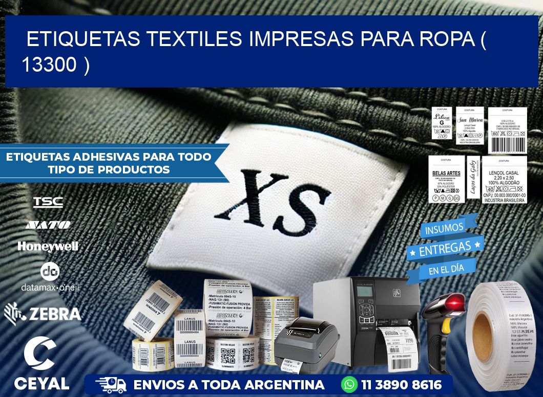 ETIQUETAS TEXTILES IMPRESAS PARA ROPA ( 13300 )