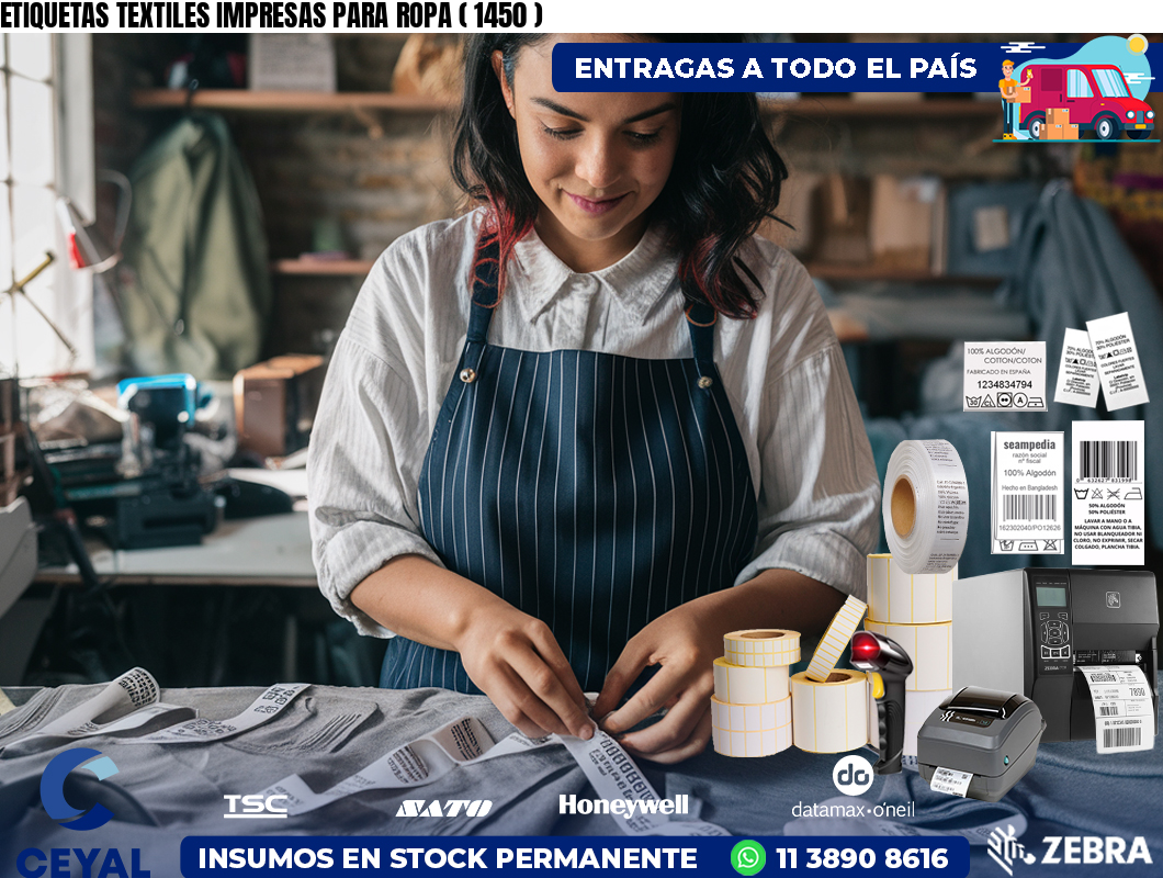 ETIQUETAS TEXTILES IMPRESAS PARA ROPA ( 1450 )