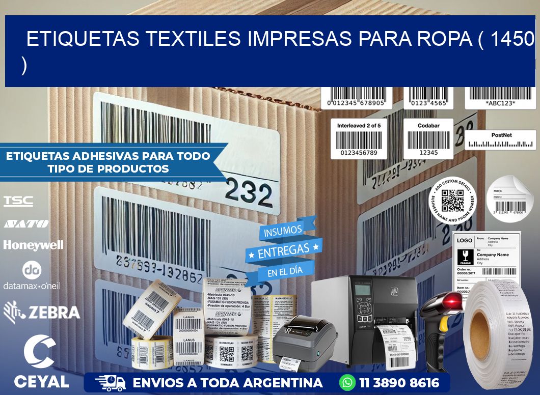 ETIQUETAS TEXTILES IMPRESAS PARA ROPA ( 1450 )