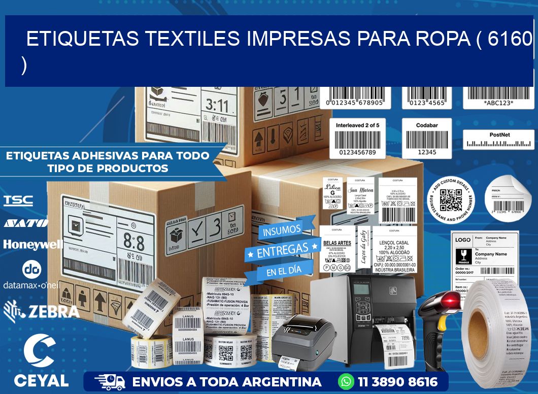 ETIQUETAS TEXTILES IMPRESAS PARA ROPA ( 6160 )