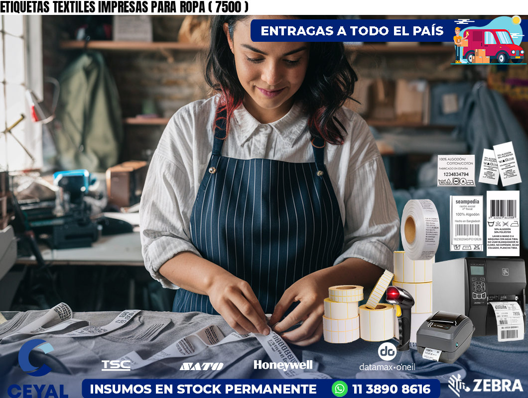 ETIQUETAS TEXTILES IMPRESAS PARA ROPA ( 7500 )