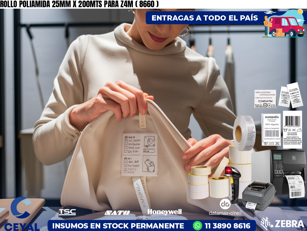 ROLLO POLIAMIDA 25MM X 200MTS PARA Z4M ( 8660 )