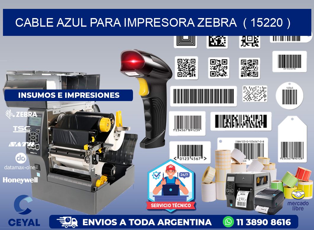 cable azul para impresora zebra ( 15220 )