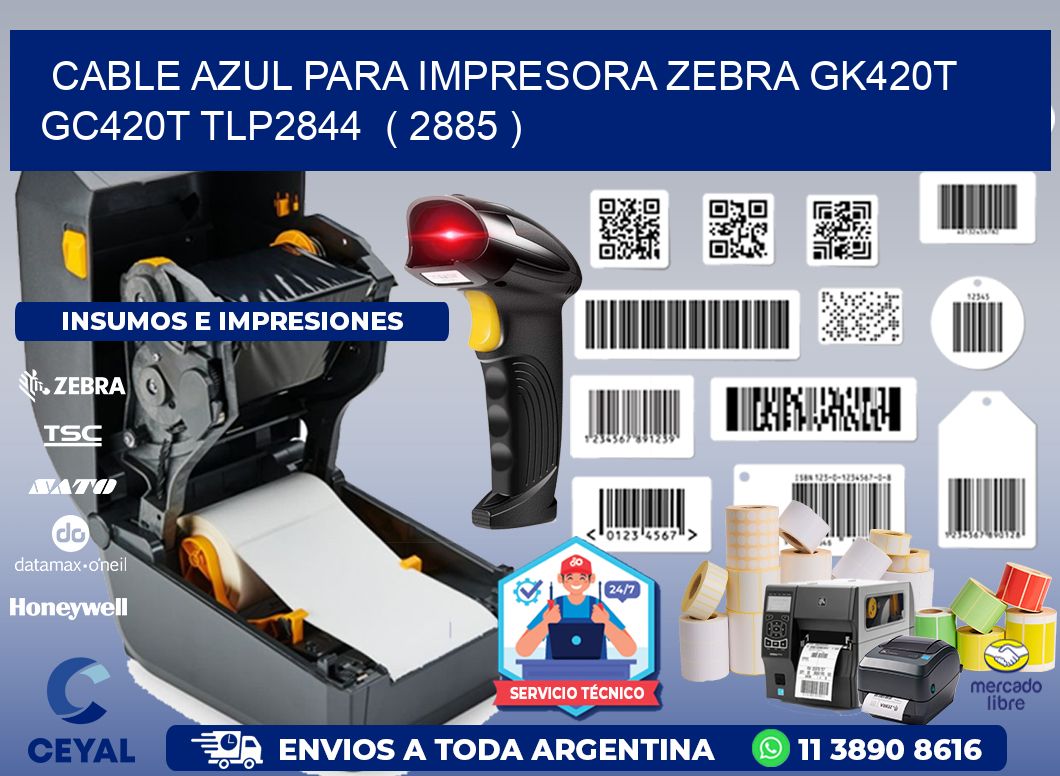 cable azul para impresora zebra GK420T GC420T TLP2844 ( 2885 )