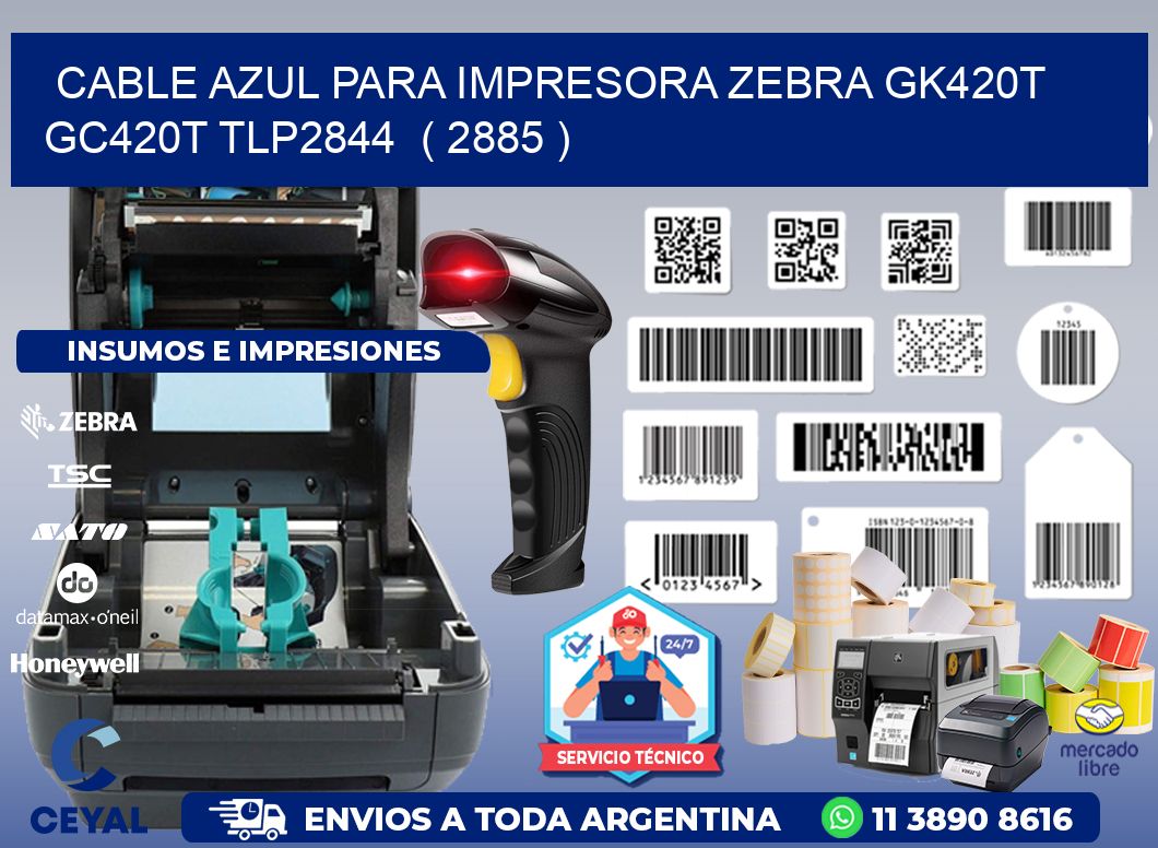 cable azul para impresora zebra GK420T GC420T TLP2844 ( 2885 )