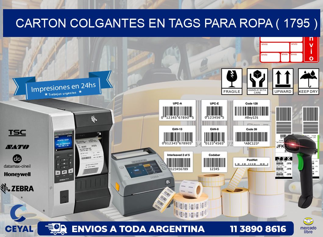 CARTON COLGANTES EN TAGS PARA ROPA ( 1795 )