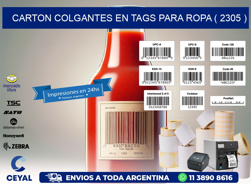 CARTON COLGANTES EN TAGS PARA ROPA ( 2305 )