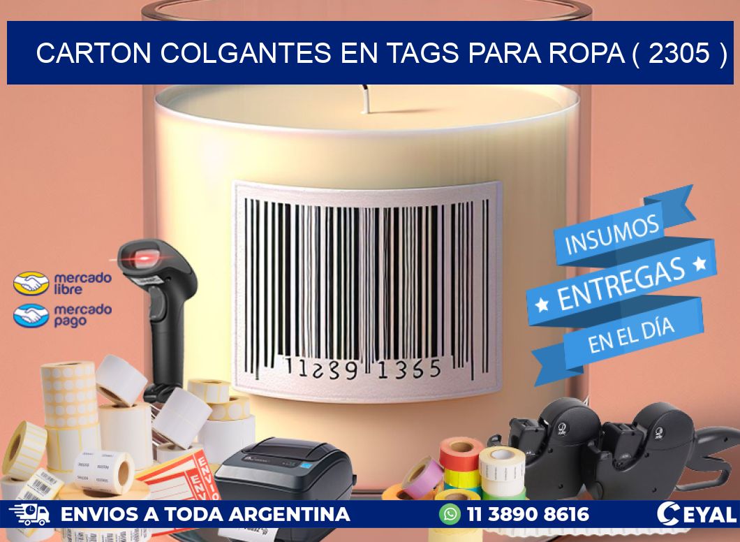 CARTON COLGANTES EN TAGS PARA ROPA ( 2305 )