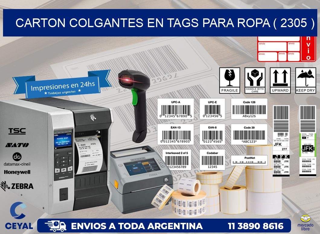 CARTON COLGANTES EN TAGS PARA ROPA ( 2305 )