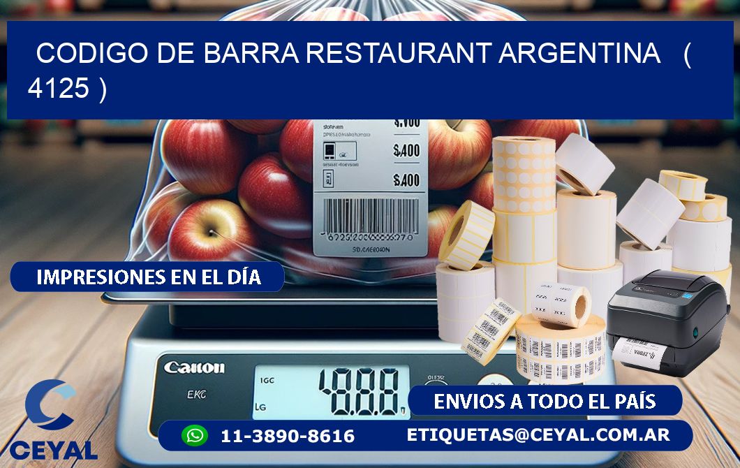 CODIGO DE BARRA RESTAURANT ARGENTINA   ( 4125 )