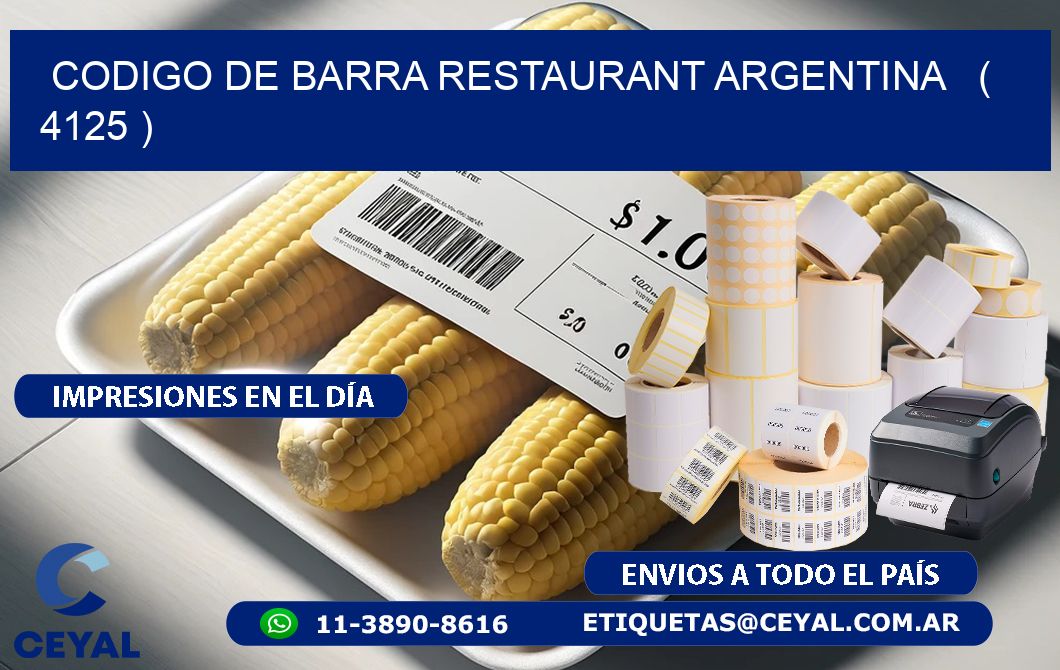 CODIGO DE BARRA RESTAURANT ARGENTINA   ( 4125 )
