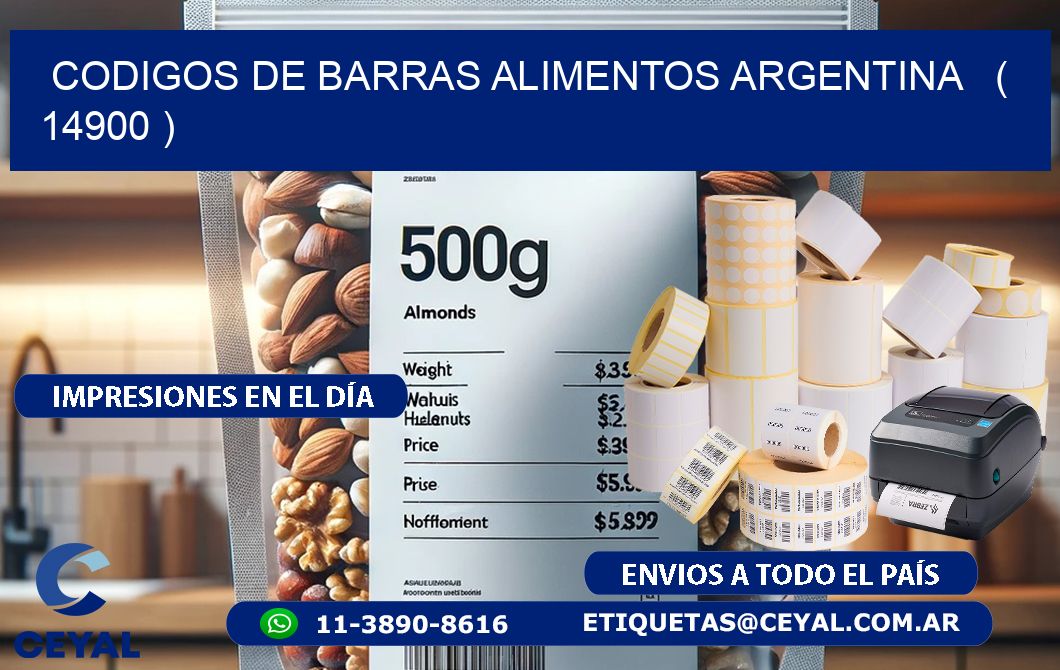 CODIGOS DE BARRAS ALIMENTOS ARGENTINA   ( 14900 )