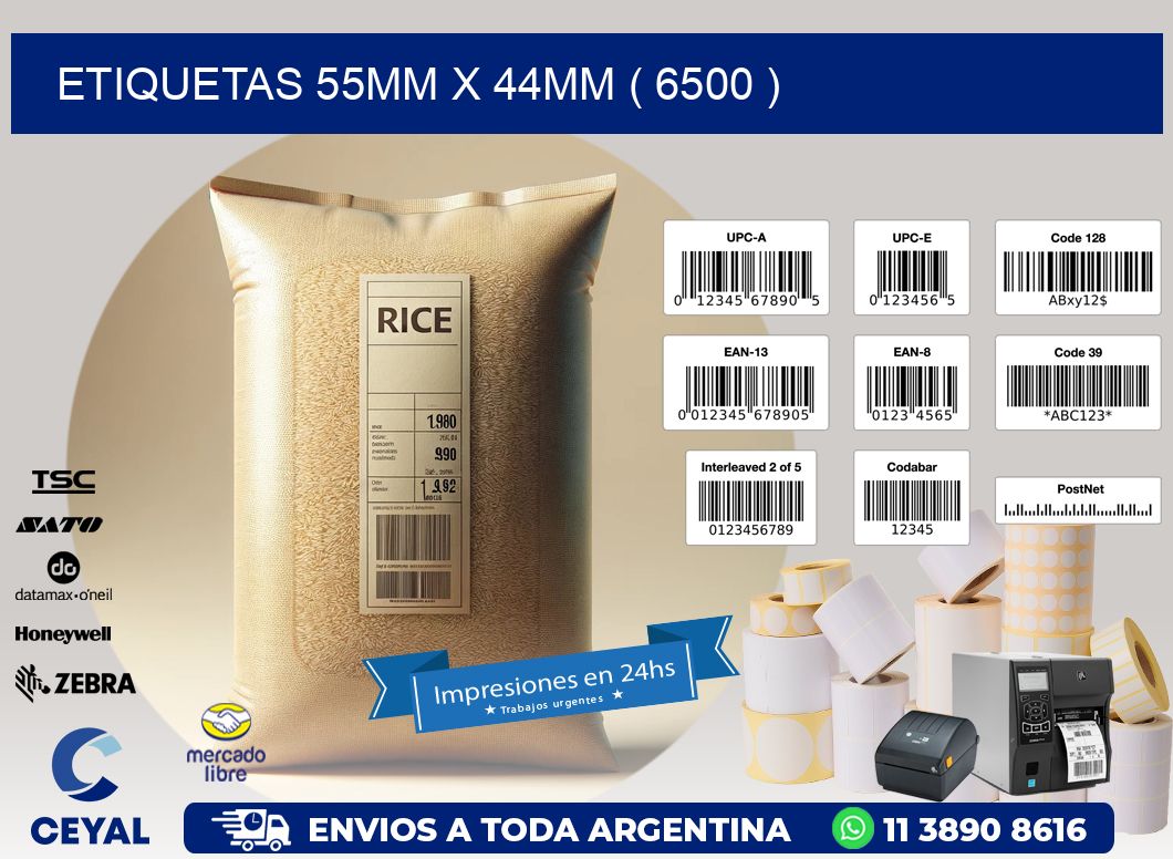 ETIQUETAS 55MM X 44MM ( 6500 )