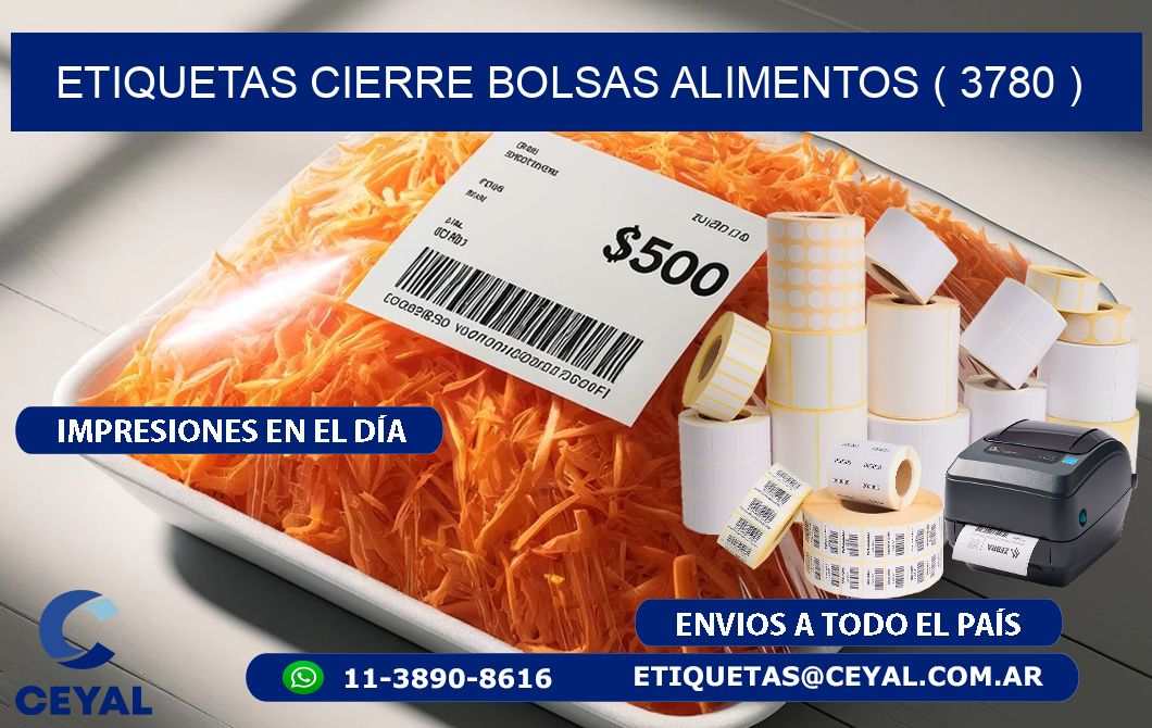 ETIQUETAS CIERRE BOLSAS ALIMENTOS ( 3780 )