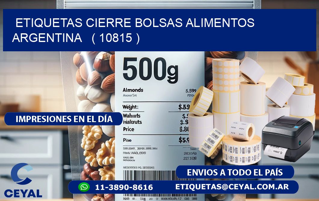 ETIQUETAS CIERRE BOLSAS ALIMENTOS ARGENTINA   ( 10815 )