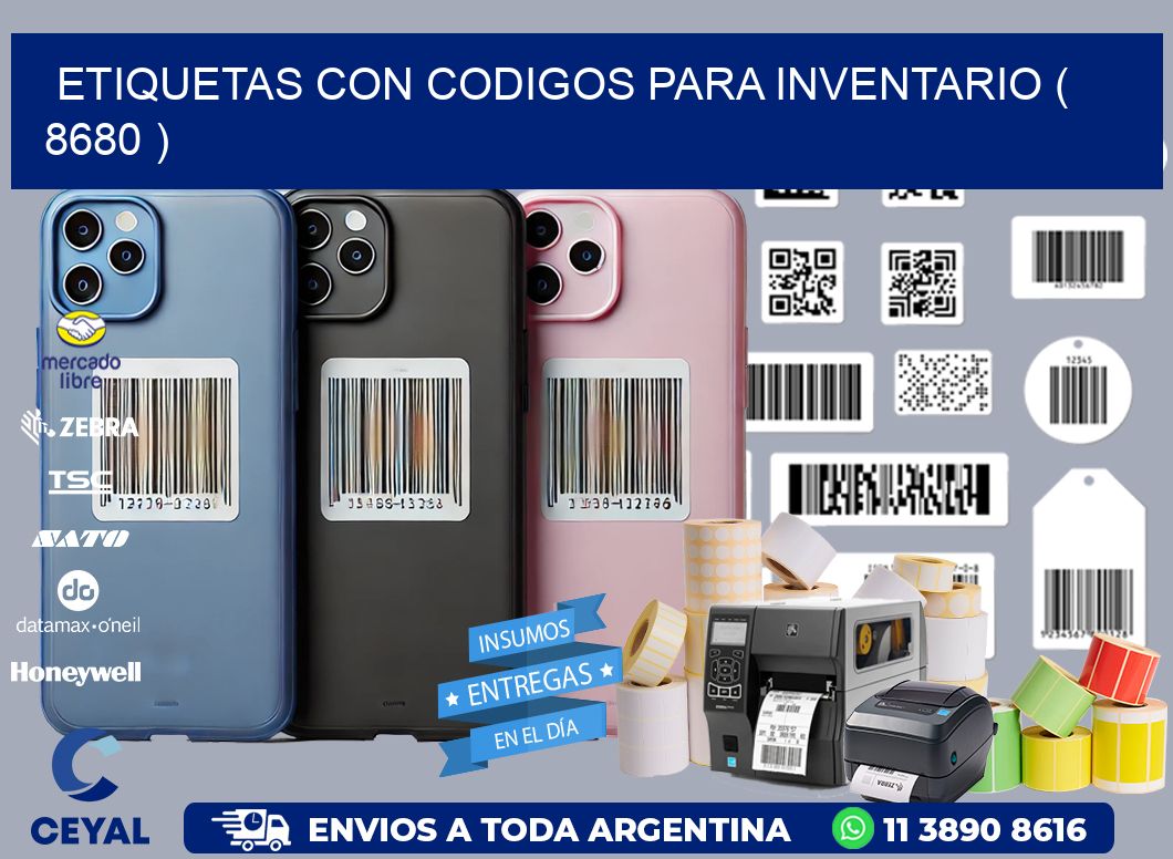 ETIQUETAS CON CODIGOS PARA INVENTARIO ( 8680 )
