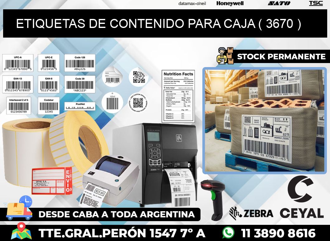 ETIQUETAS DE CONTENIDO PARA CAJA ( 3670 )