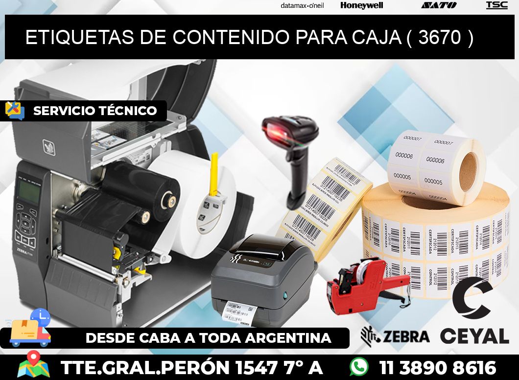 ETIQUETAS DE CONTENIDO PARA CAJA ( 3670 )