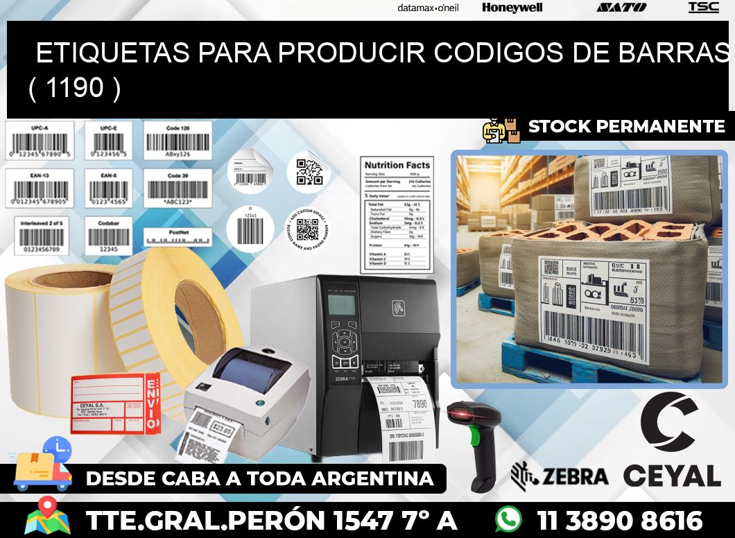 ETIQUETAS PARA PRODUCIR CODIGOS DE BARRAS ( 1190 )