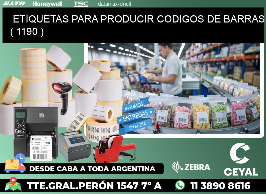 ETIQUETAS PARA PRODUCIR CODIGOS DE BARRAS ( 1190 )
