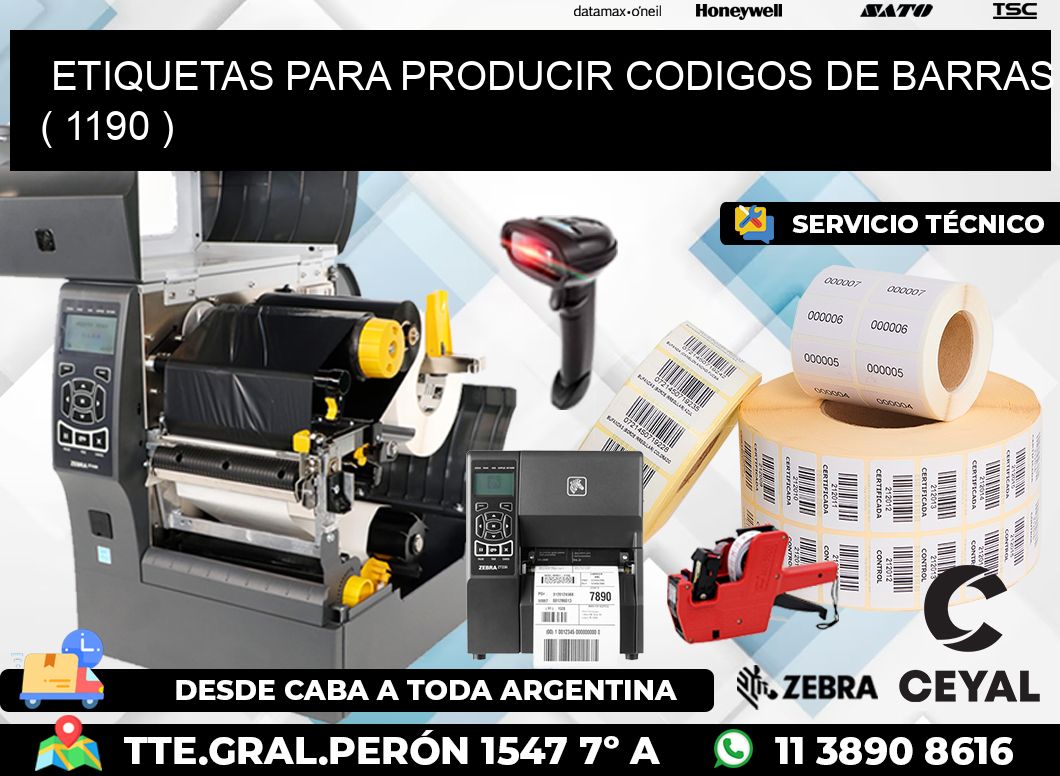 ETIQUETAS PARA PRODUCIR CODIGOS DE BARRAS ( 1190 )