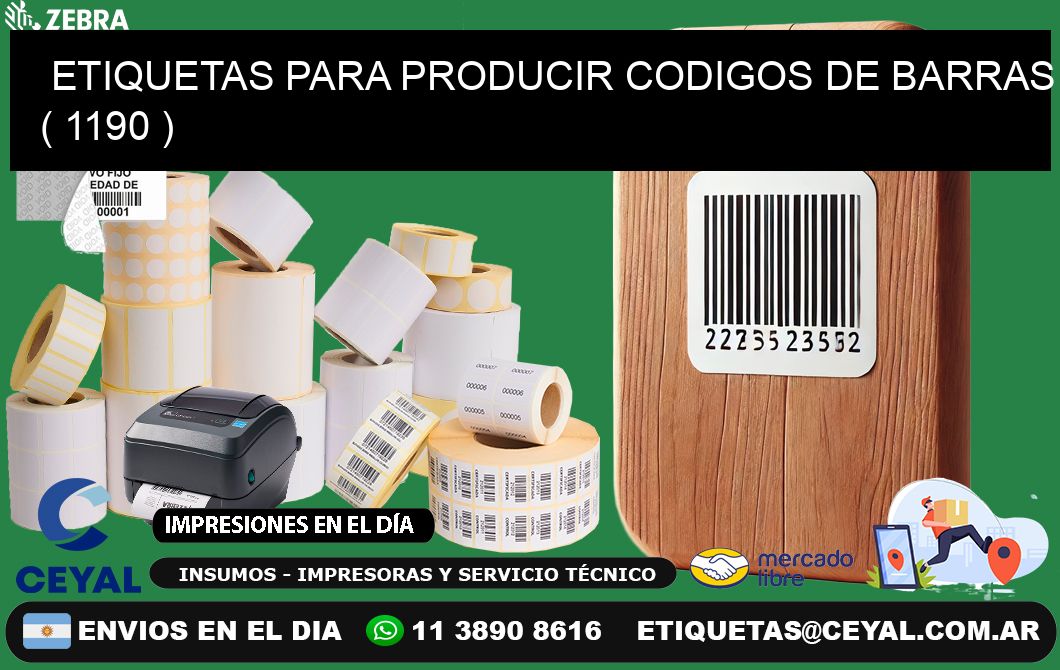 ETIQUETAS PARA PRODUCIR CODIGOS DE BARRAS ( 1190 )