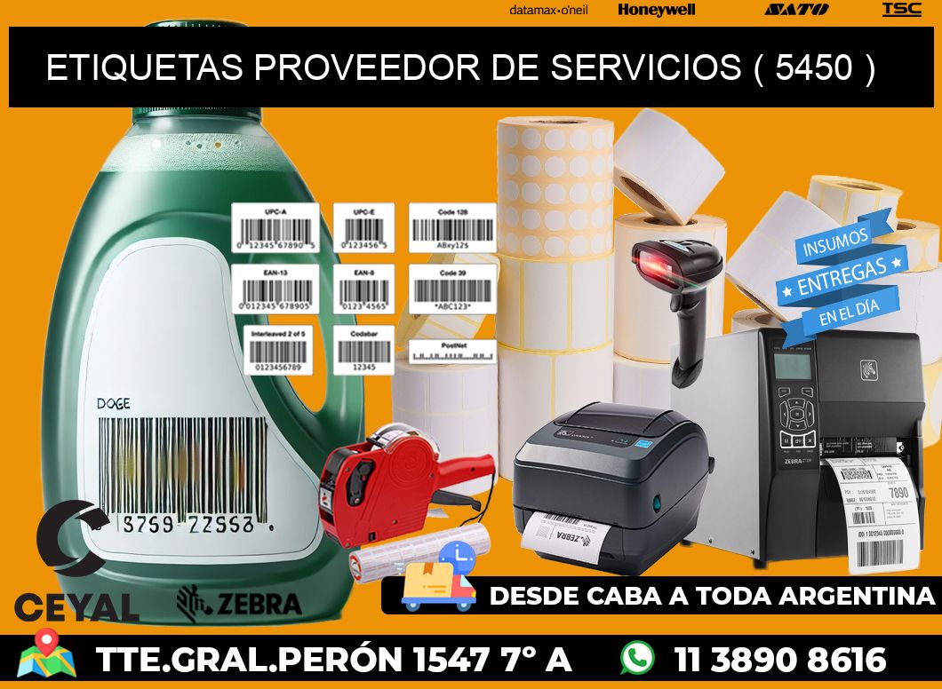 ETIQUETAS PROVEEDOR DE SERVICIOS ( 5450 )