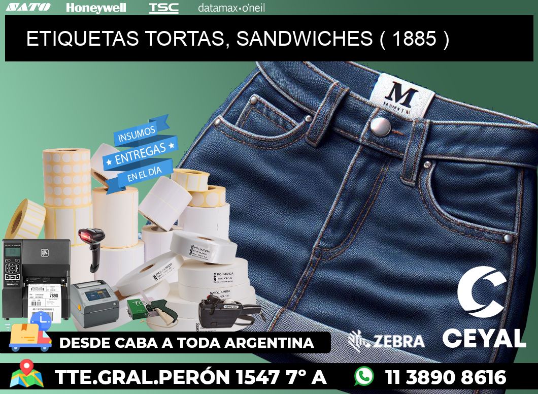 ETIQUETAS TORTAS, SANDWICHES ( 1885 )