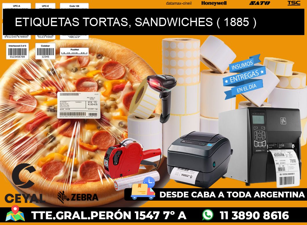 ETIQUETAS TORTAS, SANDWICHES ( 1885 )