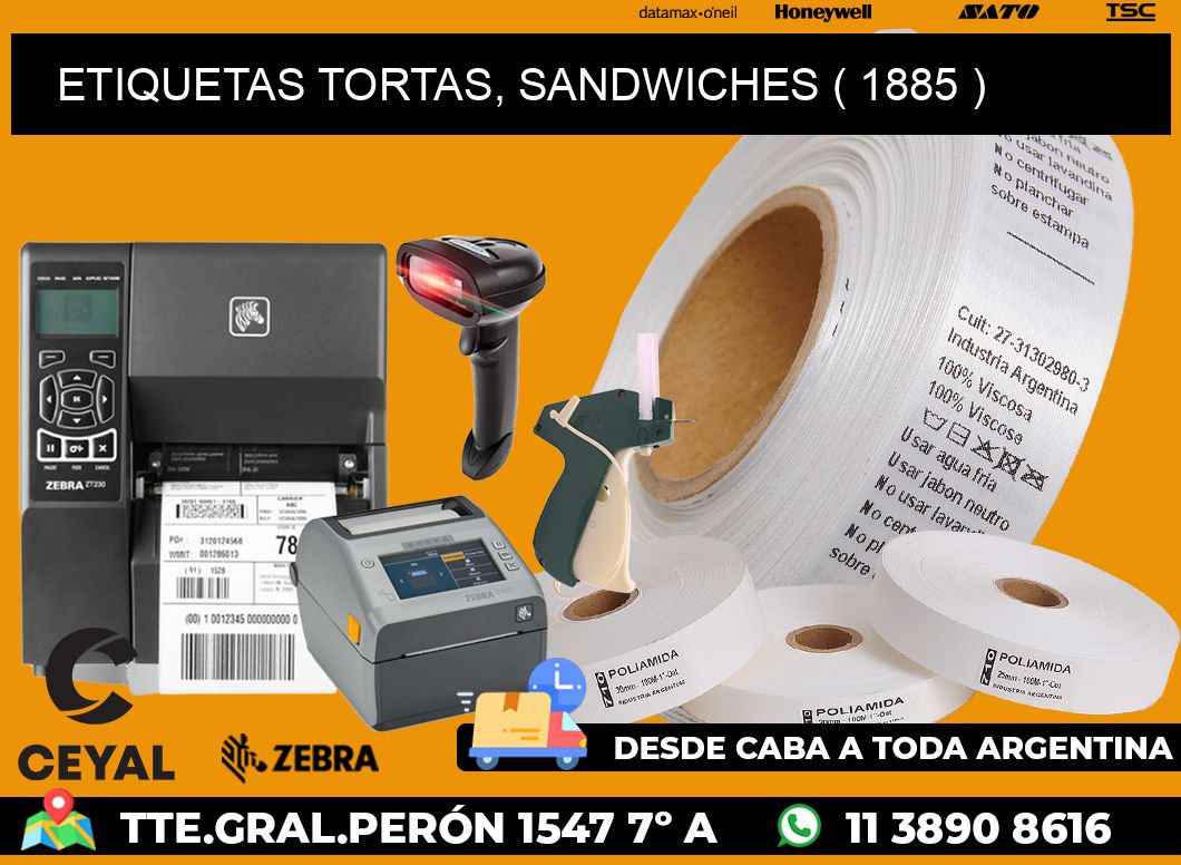 ETIQUETAS TORTAS, SANDWICHES ( 1885 )