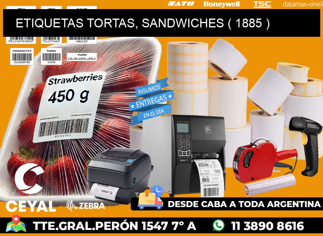 ETIQUETAS TORTAS, SANDWICHES ( 1885 )