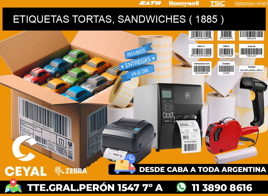 ETIQUETAS TORTAS, SANDWICHES ( 1885 )