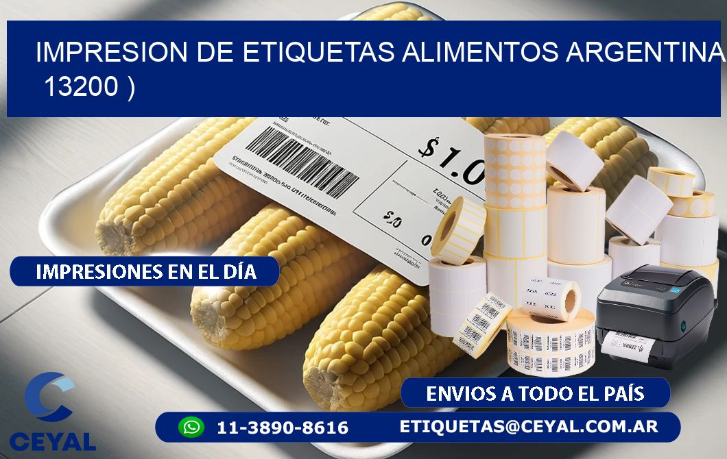 IMPRESION DE ETIQUETAS ALIMENTOS ARGENTINA   13200 )