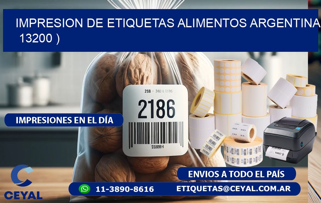 IMPRESION DE ETIQUETAS ALIMENTOS ARGENTINA 13200 )