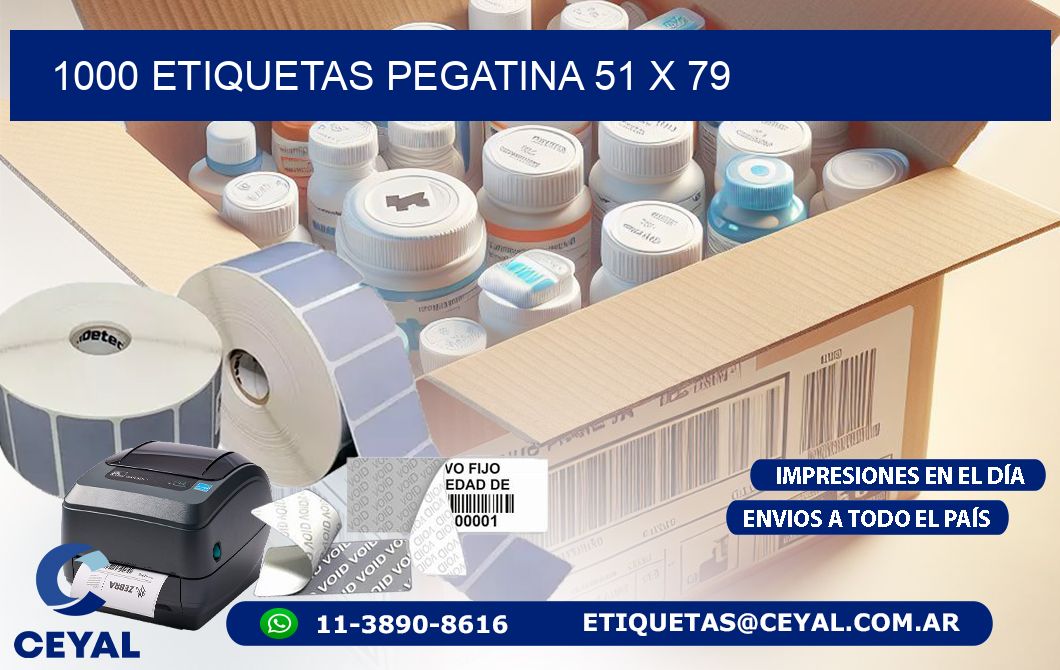 1000 ETIQUETAS PEGATINA 51 x 79