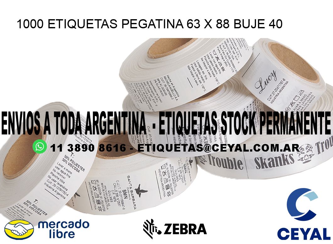 1000 ETIQUETAS PEGATINA 63 x 88 buje 40