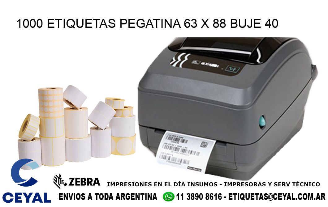 1000 ETIQUETAS PEGATINA 63 x 88 buje 40