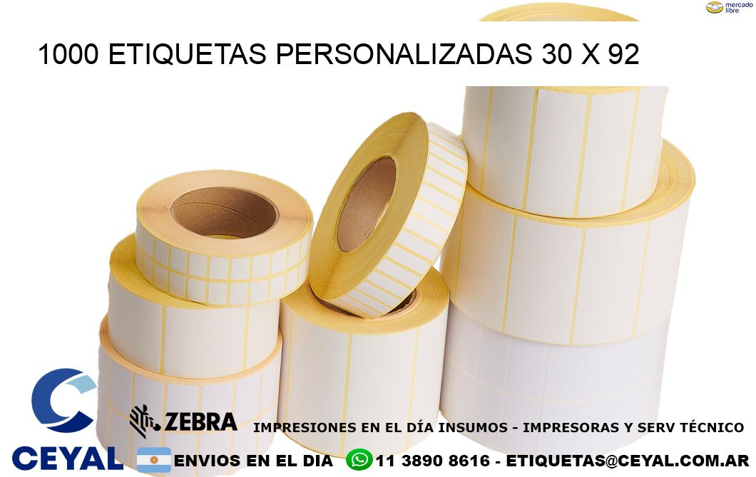 1000 ETIQUETAS PERSONALIZADAS 30 x 92